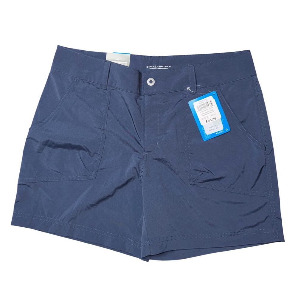 Columbia Kestrel Trail Stretch Shorts Womens 10 Navy Blue Omni-Shield XK0781-591